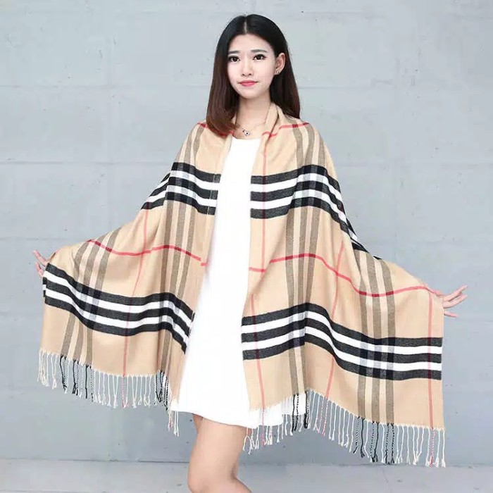 Burberry Khăn Choàng Cổ Vải Cashmere Giữ Ấm Mùa Đông Cho Nam Và Nữ Đen