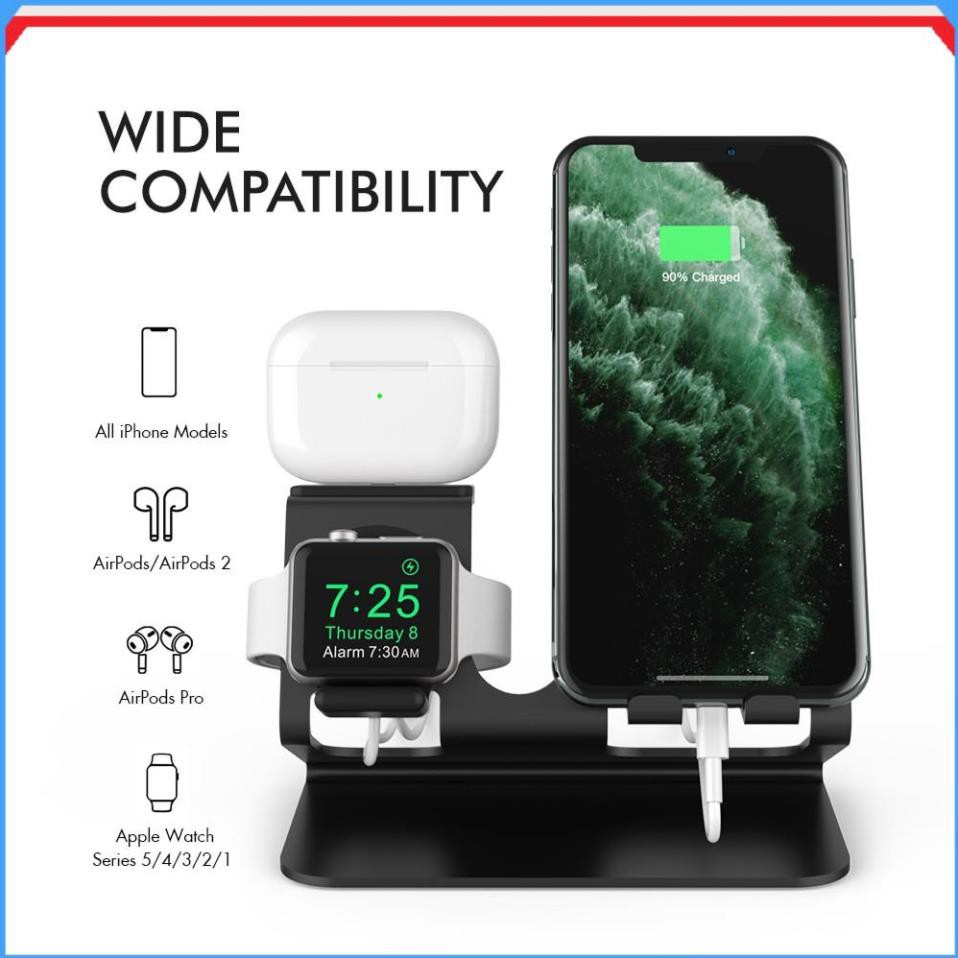 Đế Sạc Nhôm 3 in 1 Cho Điện Thoại , Apple Watch Và Airpods Chính Hãng Aha Style Amazon