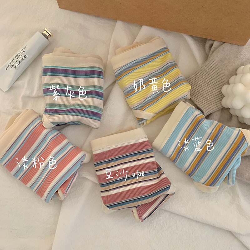 Quần Lót Lưng Vừa Kẻ Sọc Ngang Dễ Thương Cho Nữ