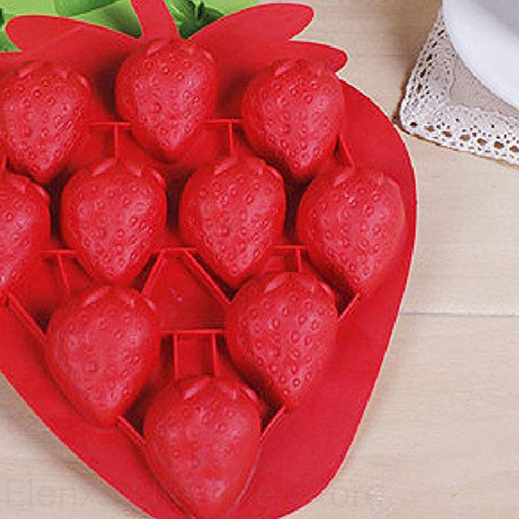 Khuôn Silicon Làm Đá / Sô Cô La Hình Trái Dâu Đáng Yêu