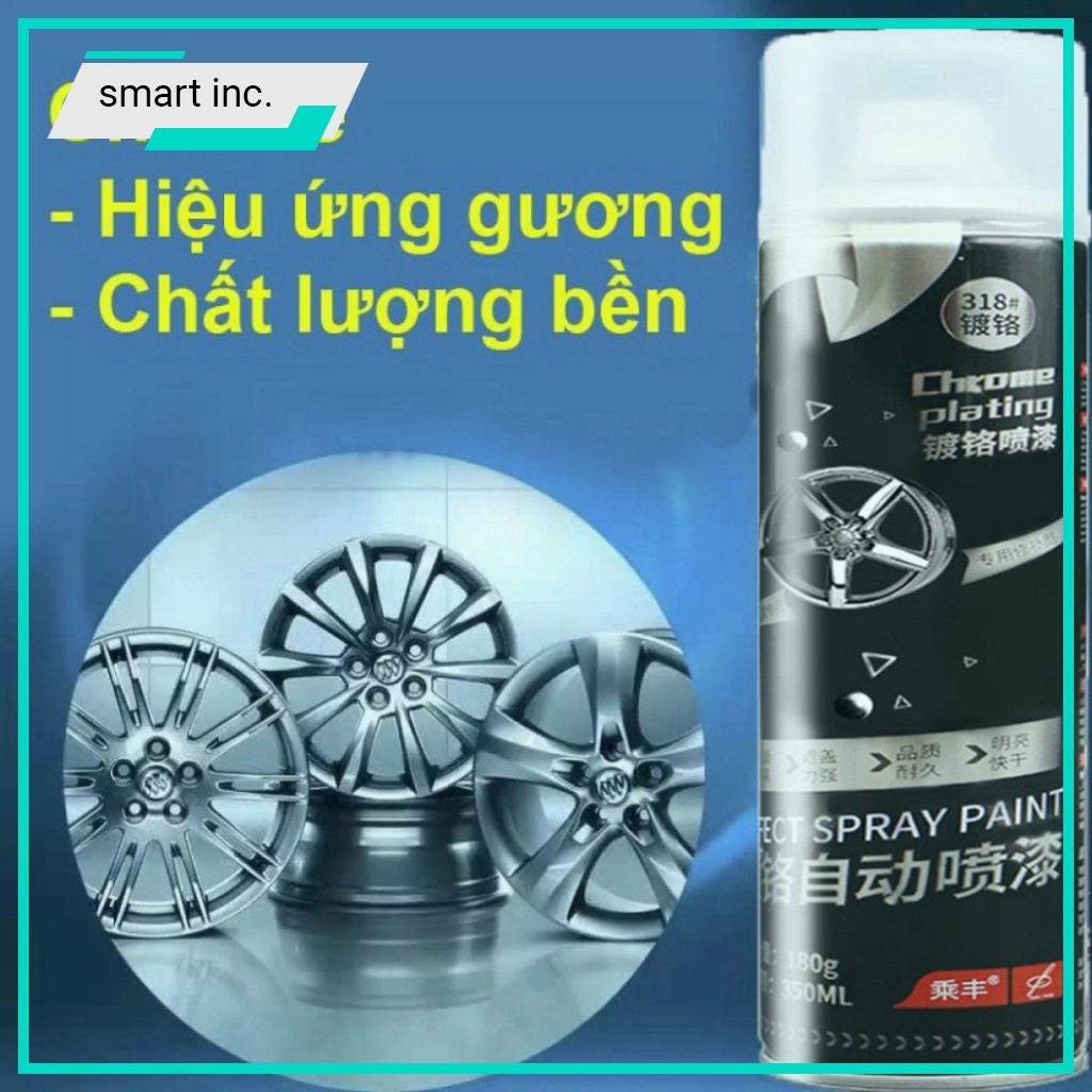 Sơn Mạ Crom Inox Xịt Mạ Chrome Bạc Sịt Tráng Gương Kim Loại 350ml