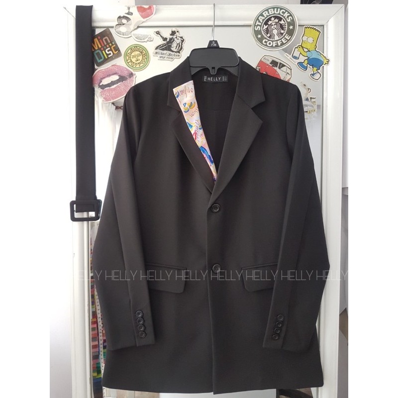 ÁO BLAZER NỮ PHỐI LỤA FORM SUÔNG | HELLY SHOP | BigBuy360 - bigbuy360.vn
