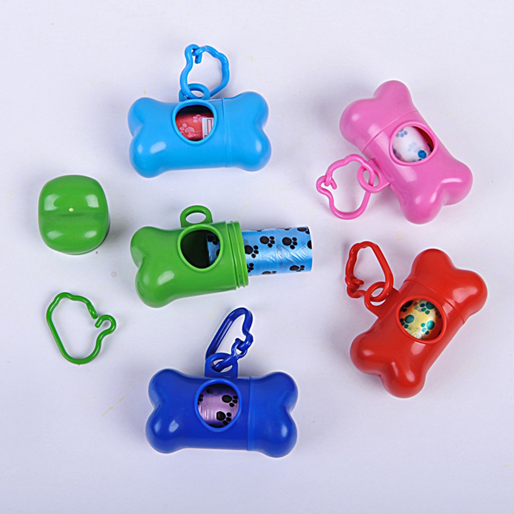 Hộp Đựng Túi Vệ Sinh Cho Chó Hình Khúc Xương Siêu Nhẹ Kèm Kẹp Nhựa Tiện Dụng