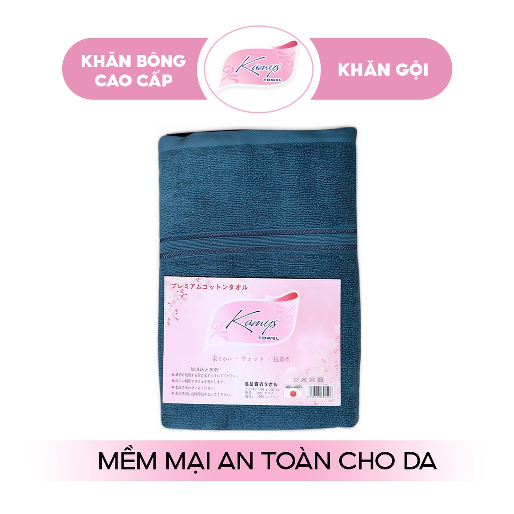 Khăn Lau Đầu 35x80cm Kamys Towel 100% Cotton Siêu Thấm Hút, Không Sổ Lông, Không Phai Màu