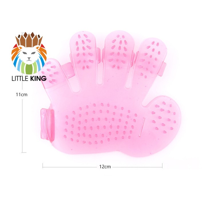 Găng tay tắm và chải lông rụng cho chó mèo, thú cưng Little King chất liệu cao su