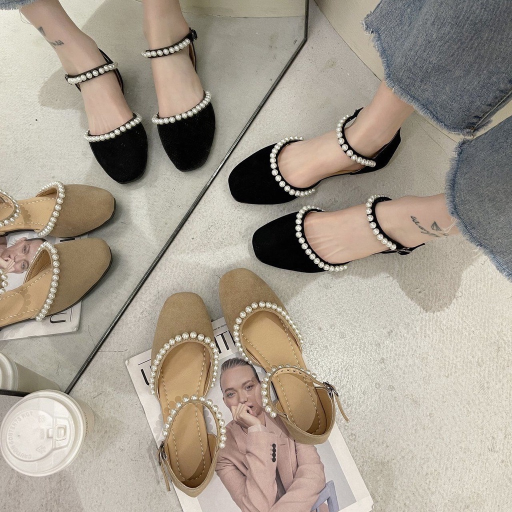 Giày Búp Bê Đế Bằng Hở Mũi Thời Trang Xuân Hè Hàng Mới Dành Cho Học Sinh
