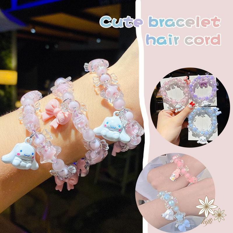 【kifli】Vòng đeo tay đính hạt hình ngôi sao giai điệu và nơ/ tai cún cỡ lớn đáng yêu thiết kế cỡ lớn cho nữ