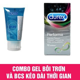 Bao cao su kéo dài thời gian Durex Performa và Gel bôi trơn Durex Play