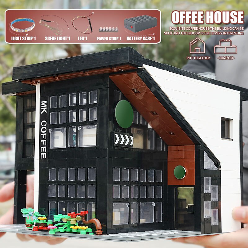 Đồ chơi Lắp ráp Mô hình MOULD KING 16036 Streetview he MOC-45635 Modern Cafe Modular With Led Parts