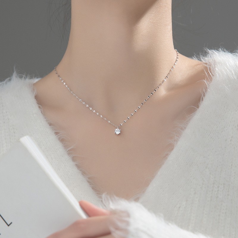 Dây chuyền bạc S925 dây chuỗi đá lạ mắt D8183 - AROCH Jewelry