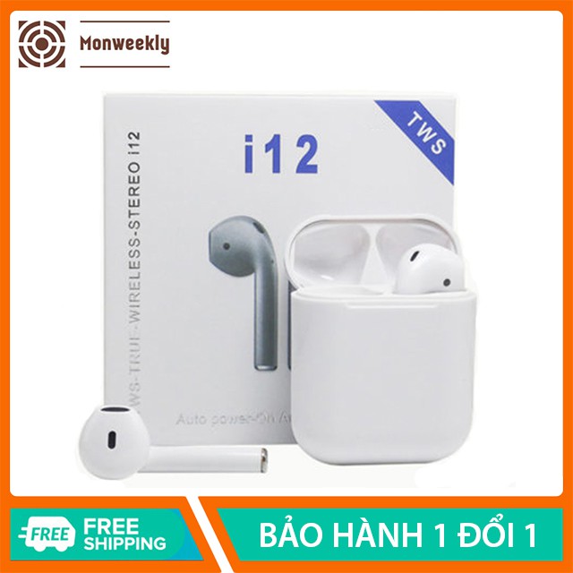 Tai Nghe Bluetooth i12 TWS Kết Nối Không Dây Nhét Tai Dành Cho Điện Thoại Samsung, Iphone, Oppo Monweekly