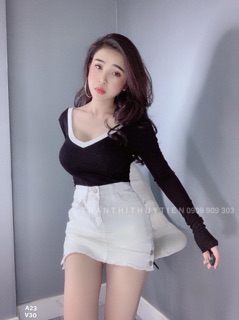 Áo body tay dài cổ tim