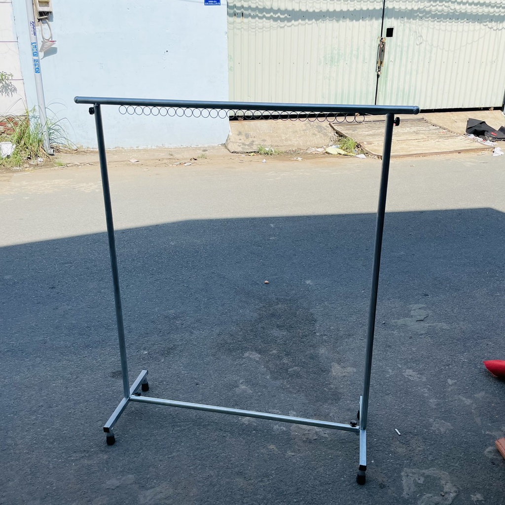 Sào phơi đồ đơn khung sắt chắc chắn chân vuông cao cấp, treo quần áo có khoen (R40*D115*C138cm)