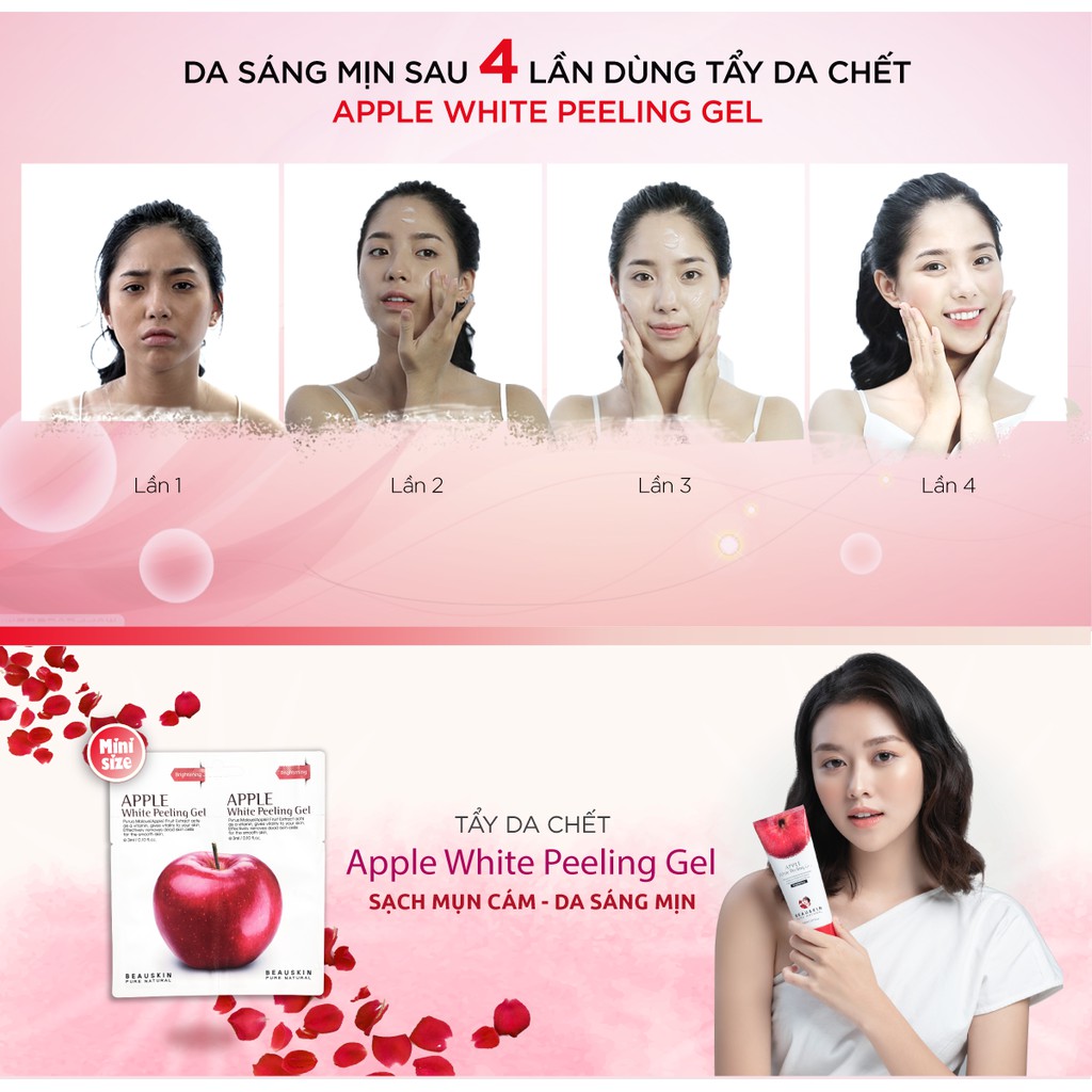 Bộ 8 gói tẩy da chết sáng da sạch mụn Apple White Peeling Gel minisize - Hàng Hàn Quốc