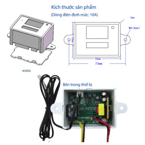 Bộ điều khiển nhiệt độ tự động XH-W3001 10A/220V