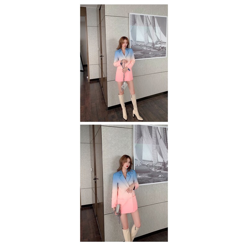 Áo vest blazer dáng dài màu ombre qccc