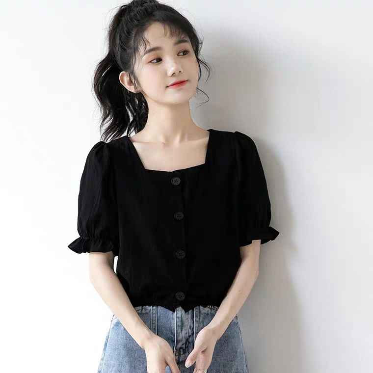 Áo Sơ Mi Tay Ngắn Phồng Form Rộng Thời Trang Mùa Hè 2020 Cho Nữ
