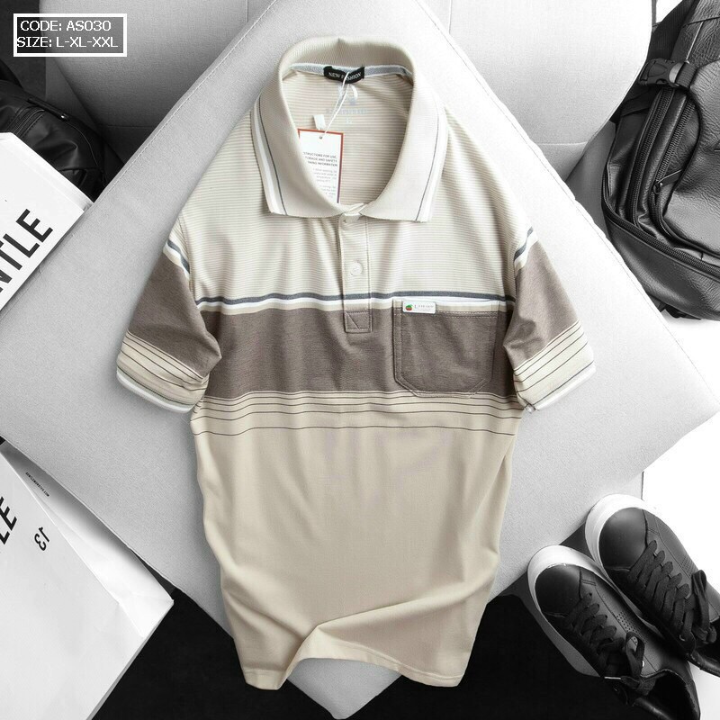 Áo Polo nam tặng Ba phối cổ bẻ có túi vải cá sấu Cotton xuất xịn,chuẩn form trẻ trung, thanh lịch