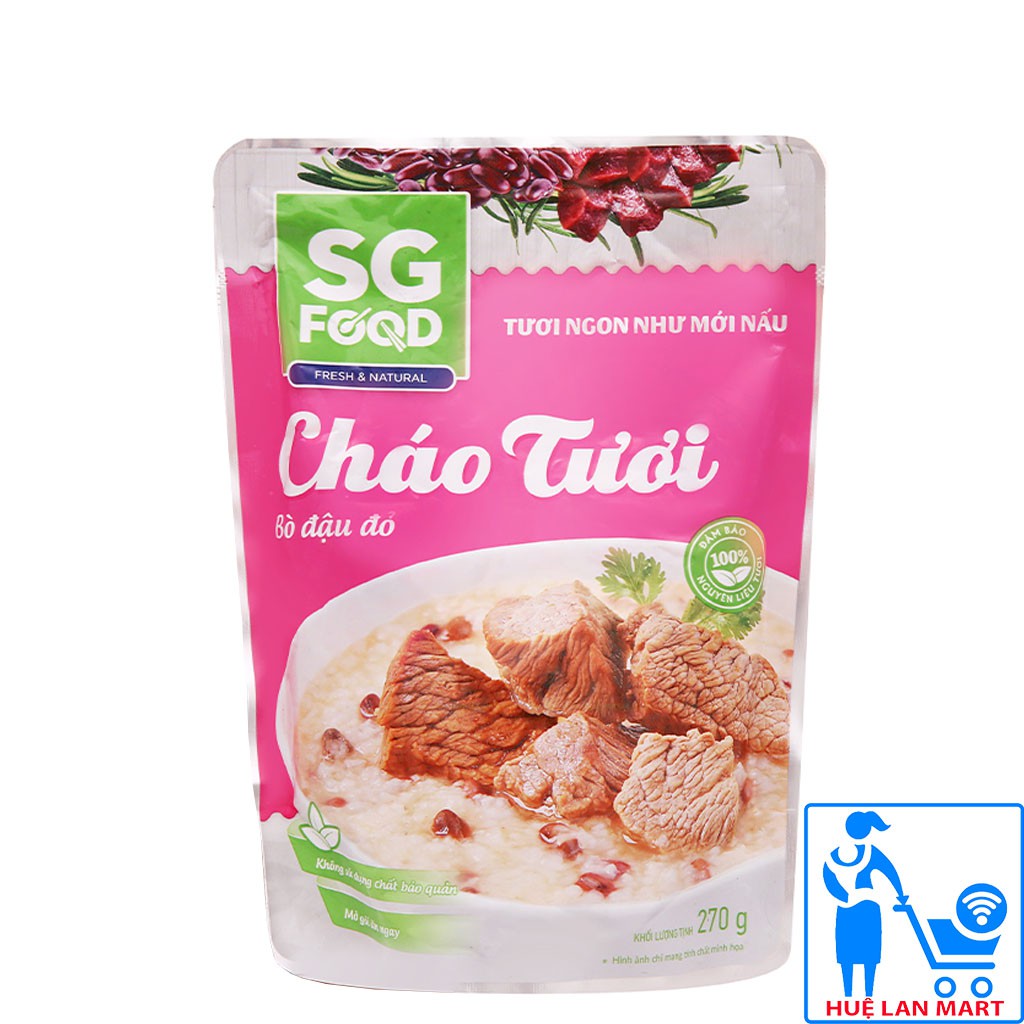 [CHÍNH HÃNG] Cháo Tươi SG Food Fresh & Natural Bò Đậu Đỏ Gói 270g (Tươi ngon như mới nấu)