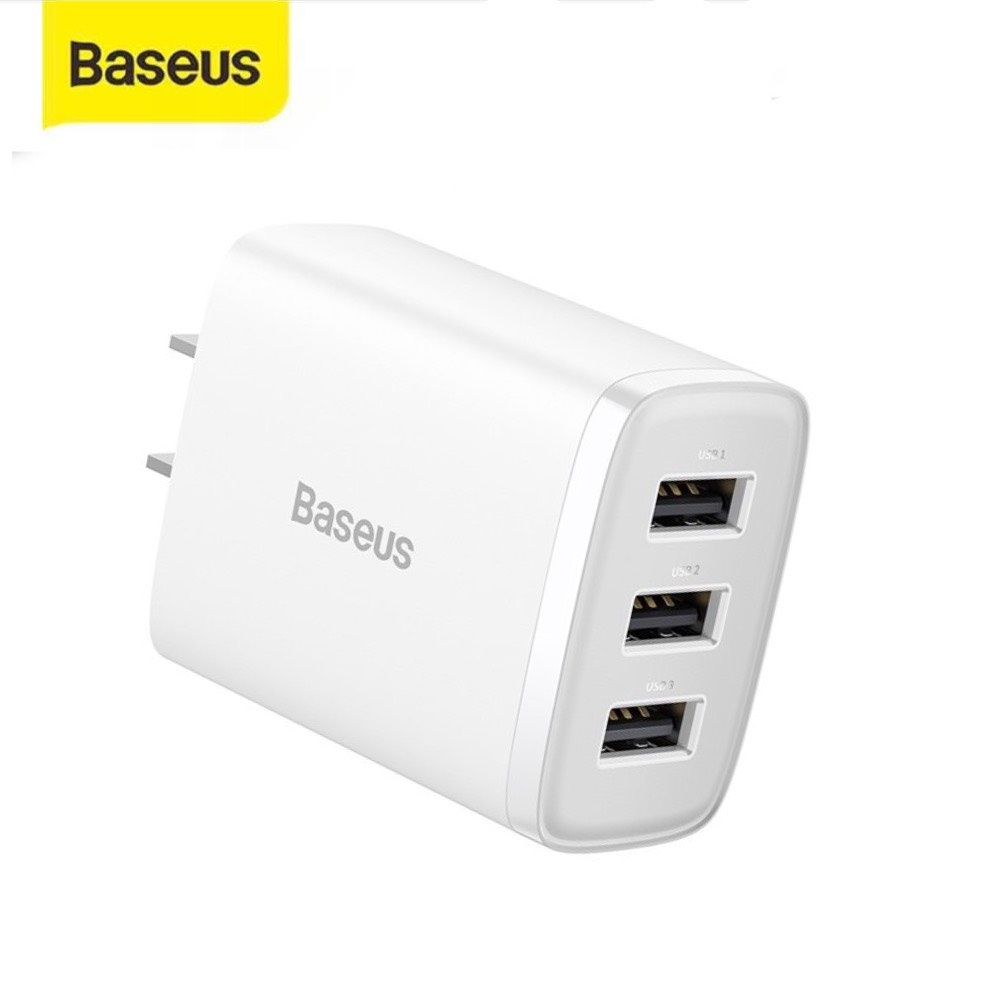 Củ sạc 3 cổng sạc Baseus chống cháy nổ - Cục 3 ổ cắm USB 3in1 đa năng cho andoird và ios ... baseusmall