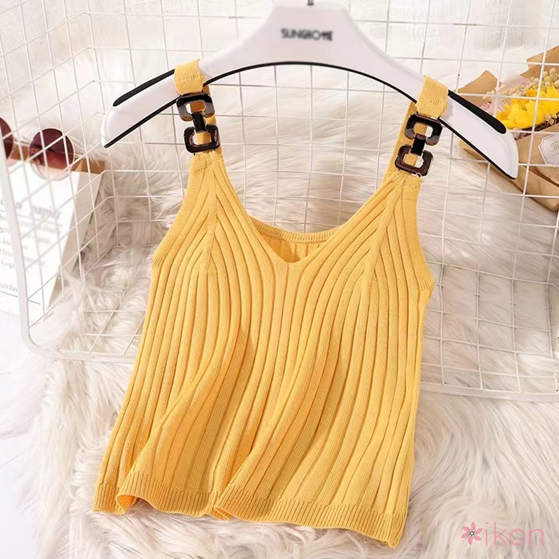 Áo Hai Dây Dáng Ngắn Màu Sắc Trơn Quyến Rũ Cho Nữ