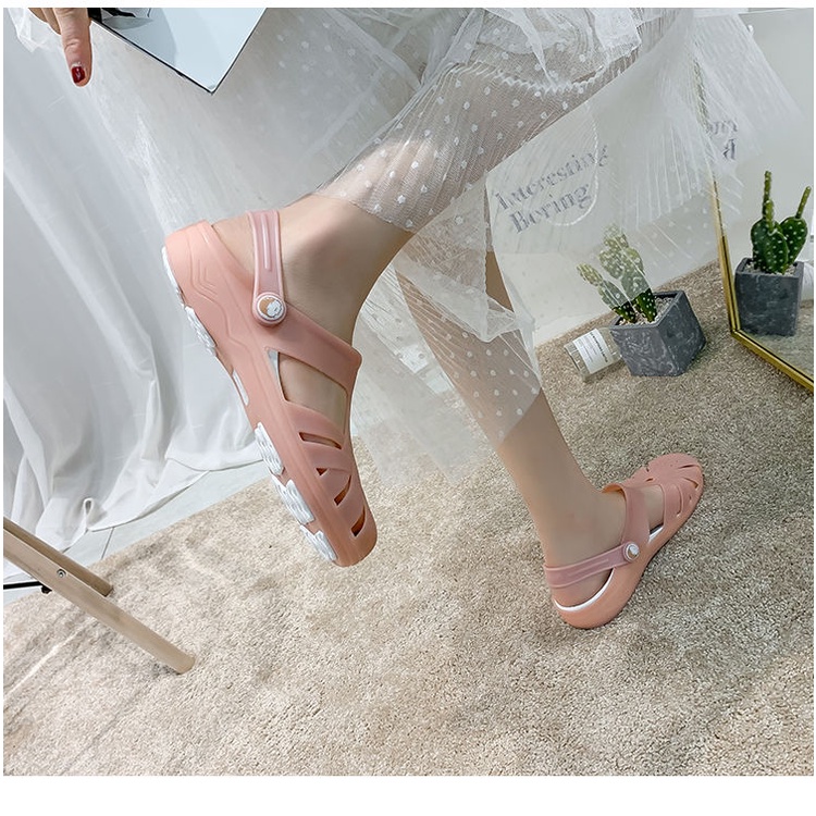 Xăng đan Nhựa Dẻo Chống Trượt Thời Trang Mùa Hè Hàn Quốc Cho Nữ Size 35-40 crocs