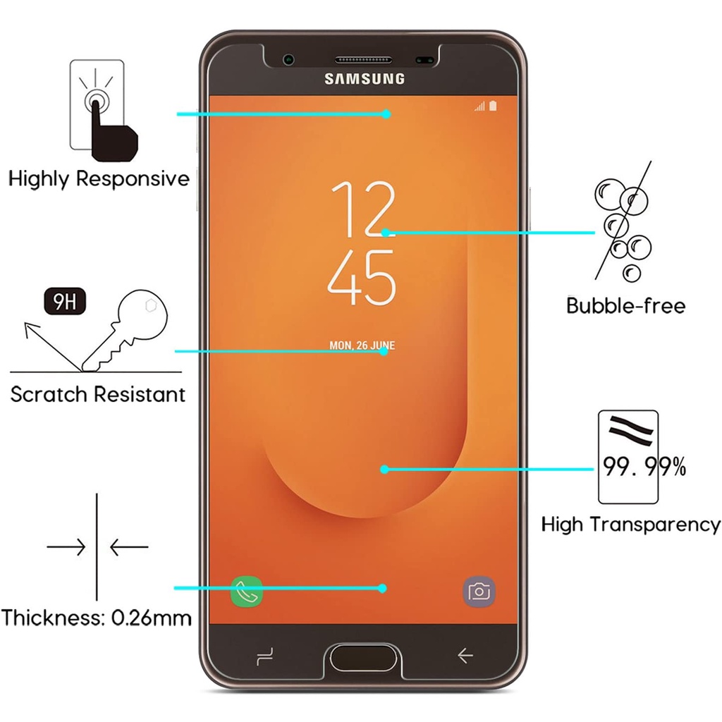 [Ảnh Thật] Kính CL Samsung J7 Prime, Cường Lực 2.5D Không FULL, 9H-0.26mm
