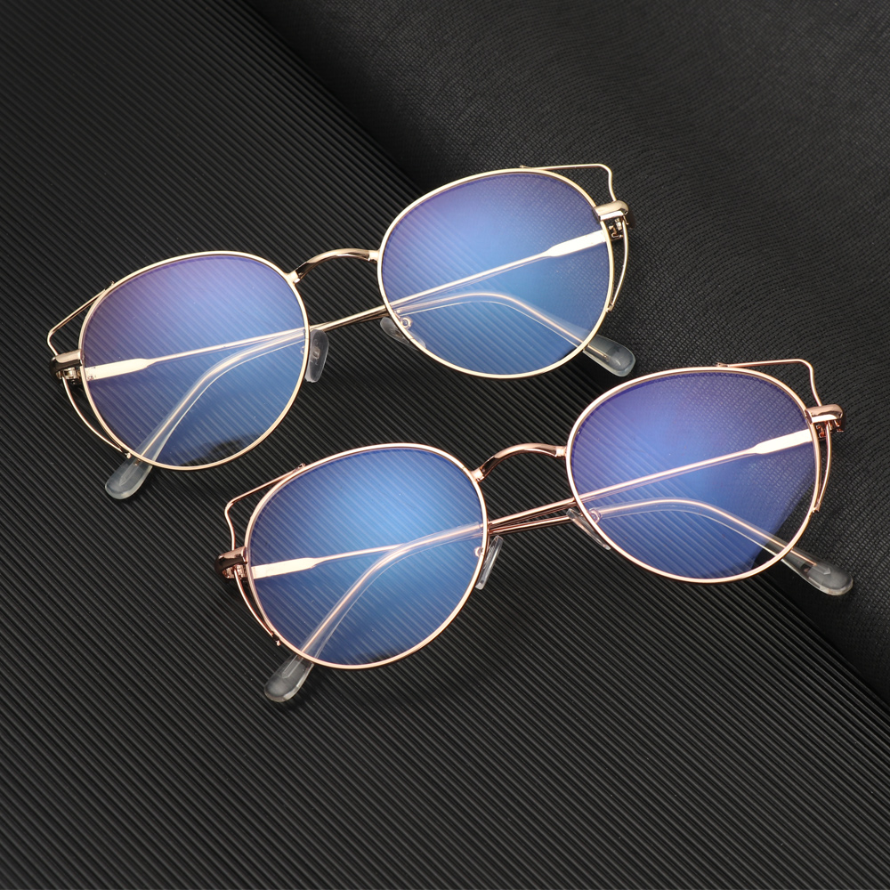 Mắt kính gọng tròn bằng kim loại tròng phẳng siêu nhẹ phân cực nhiều màu thời trang unisex