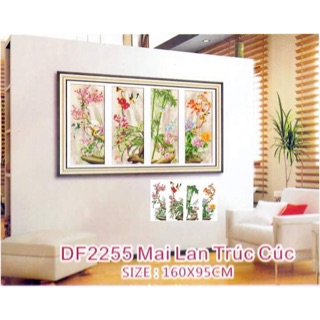 Tranh gắn đá tứ quý đào lan trúc cúc
