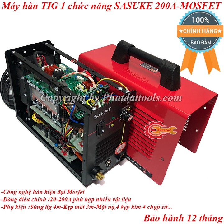 Máy hàn TIG-200A SASUKE-Công nghệ MOSFET Nhật Bản-Máy hàn 1 chức năng chuyên inox-Bảo hành 12 tháng-Đầy đủ phụ kiện