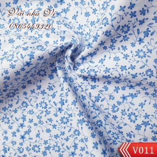 Vải thô hoa nhí xanh V011