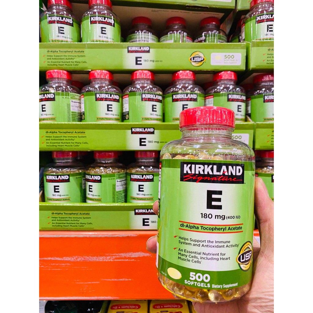 Viên uống Vitamin E 400 IU Kirkland Signature - 500 viên của Mỹ