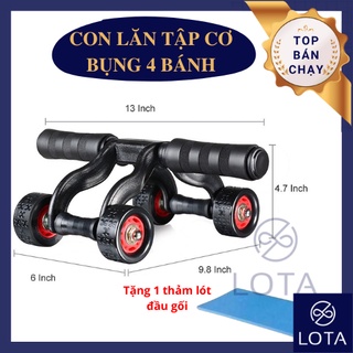 CON LĂN 4 BÁNH TẬP CƠ BỤNG, dụng cụ thể dục thể thao gym hỗ trợ luyện săn chắc abs roller LOTA SHOP