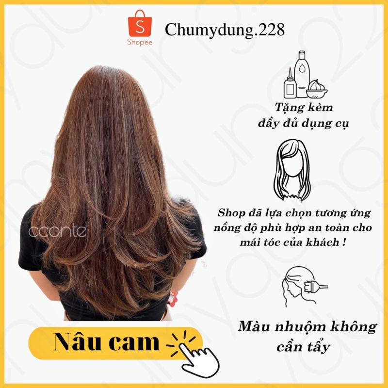 Thuốc nhuộm tóc màu Nâu cam ( không cần tẩy tóc)