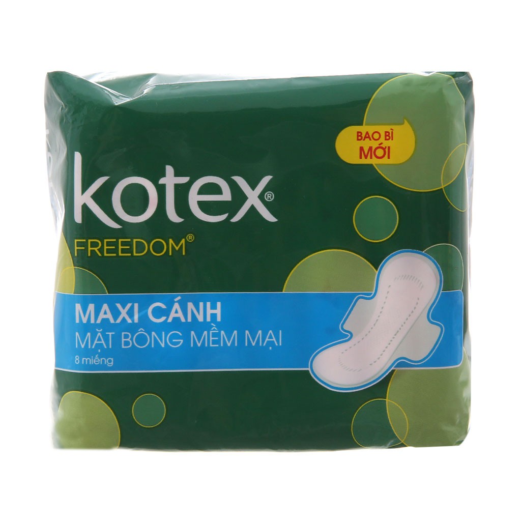 Băng Vệ Sinh Kotex Freedom Maxi Cánh Mặt Bông Mềm Mại Gói 8 Miếng