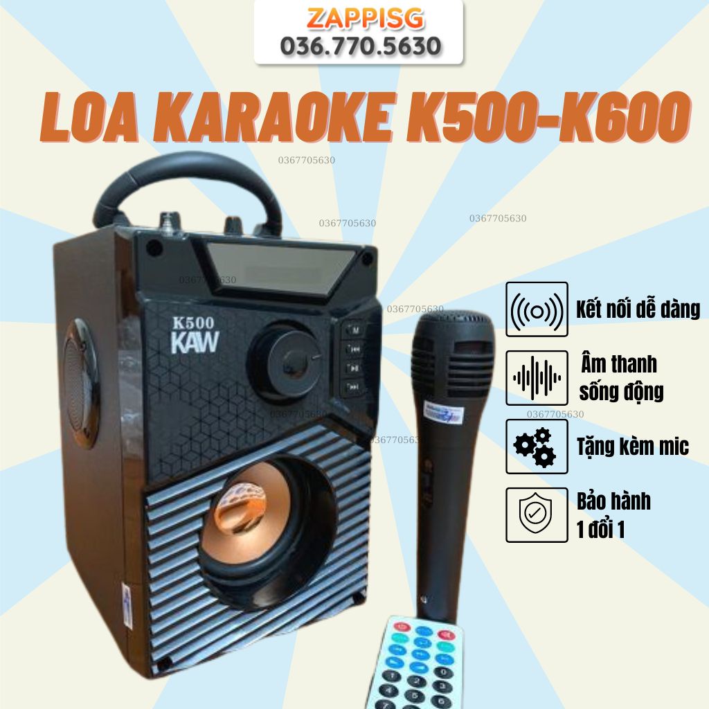 Loa karaoke Công Suất Lớn K600/K500/A17 Kèm Mic, Loa bluetooth Di Động, Loa Hat Karaoke, Loa Keo Keo