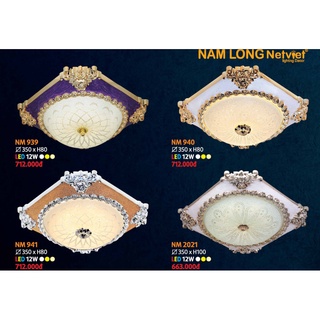 Đèn mâm ốp trần trang trí Netviet LED 12w 3 chế độ màu