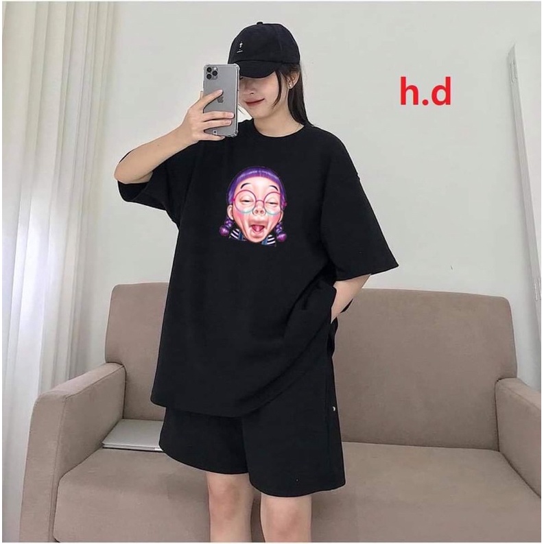 Đồ bộ hoạt hình form rộng Unisex Bò Sữa, Việt Nam, Cô gái,Chữ Kute + QUẦN Short♥️Freesize🎀Sét trang phục thể thao Unisex | BigBuy360 - bigbuy360.vn