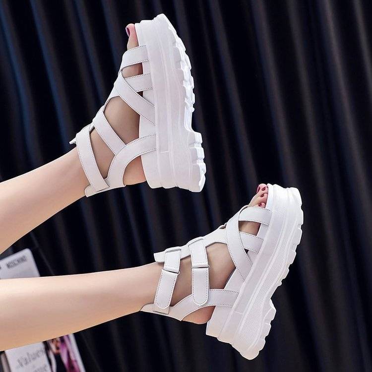 giày caoGuốc/Dép nữgiày nữ caoGiàygiày sandal 7cmdép thời trang giày 7cmGiàyDép Nữ dép gótdép đế caodép cao từ✒Net red hollow sandals women 2021 summer new ins tide thick-soled super fire breathable high-heeled open-toed ankle boots