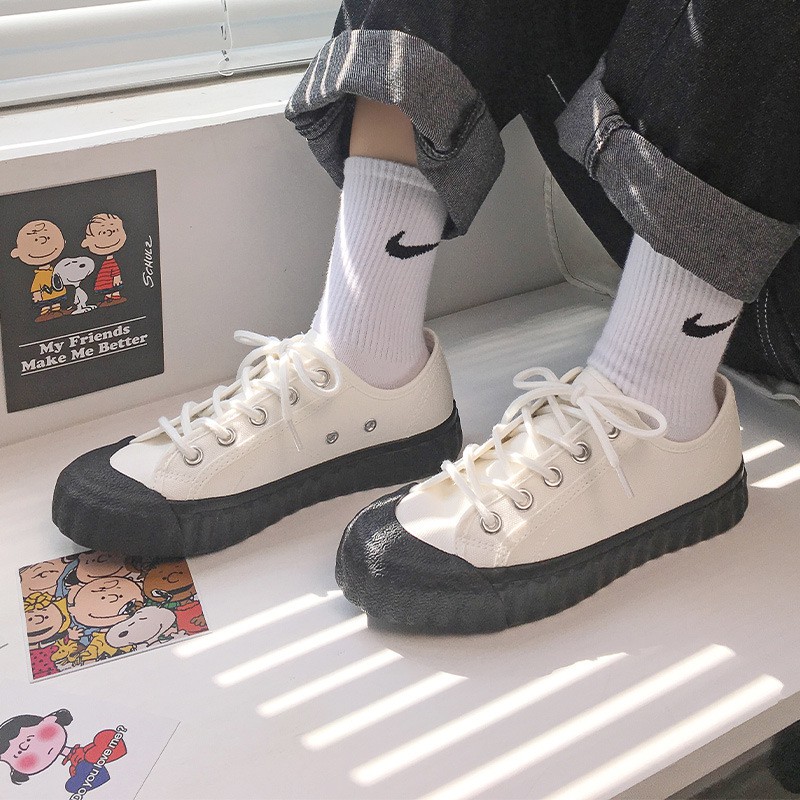 Mới Giày Thể Thao Canvas Họa Tiết Socola Phong Cách Retro Hàn Quốc Dành Cho Nữ Ins2021