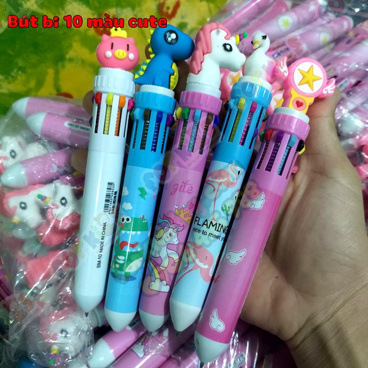 [Mã LIFE20KALL giảm 10% đơn 50K] Bút bi 10 màu CUTE khác nhau, 10 ngòi màu