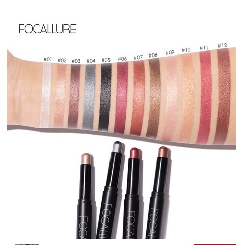 Bút phấn mắt Focallure 2g trang điểm ánh nhũ và mờ 12 màu tùy chọn