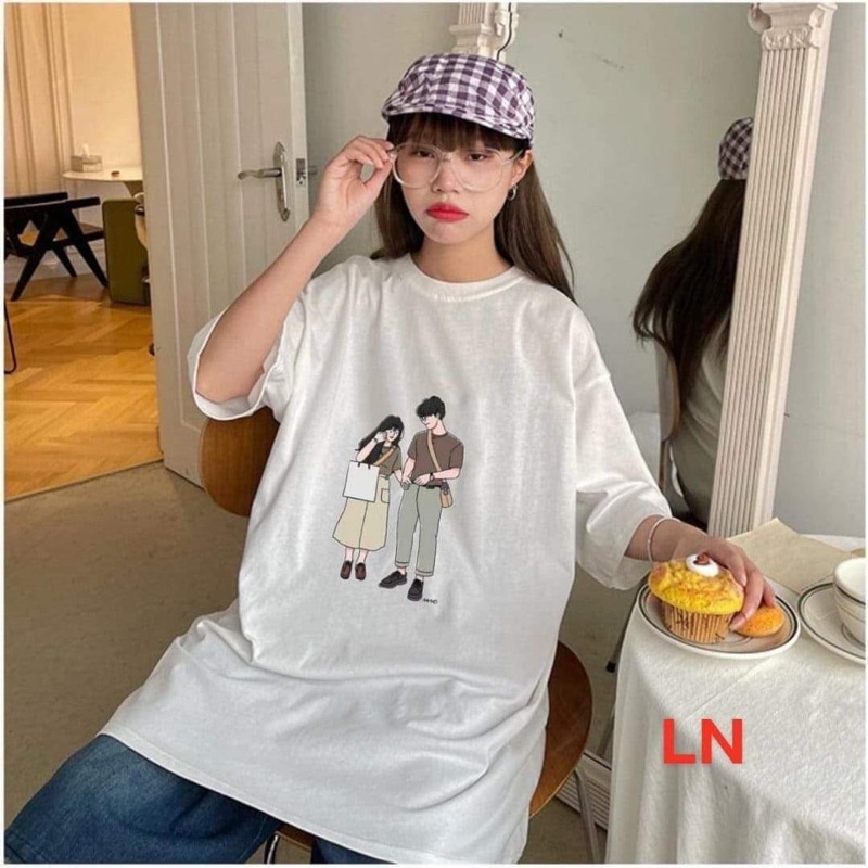 Áo thun Đôi bạn Tình nhânChất cotton suForm thụng tay lỡkiểu dáng Unisexphong cách cặp nhóm Nam và Nữ giá rẻ nhất