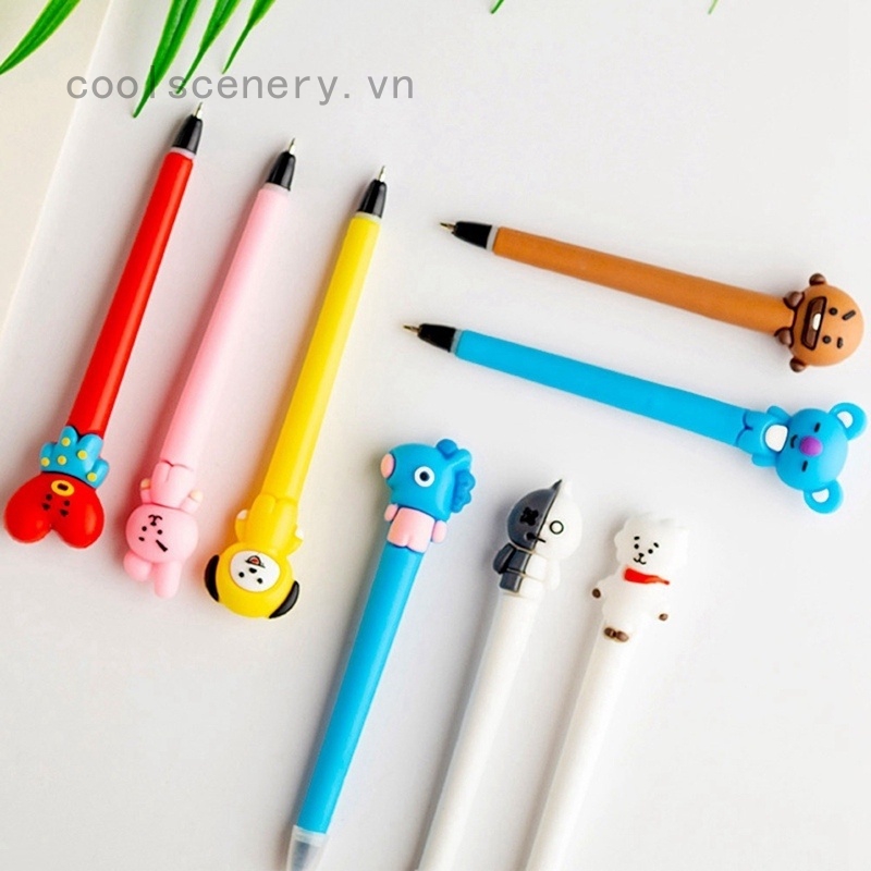 Bút bi ngòi nhọn 0.5mm vỏ PVC kiểu nhóm nhạc Hàn Quốc BTS chuyên dùng cho học sinh