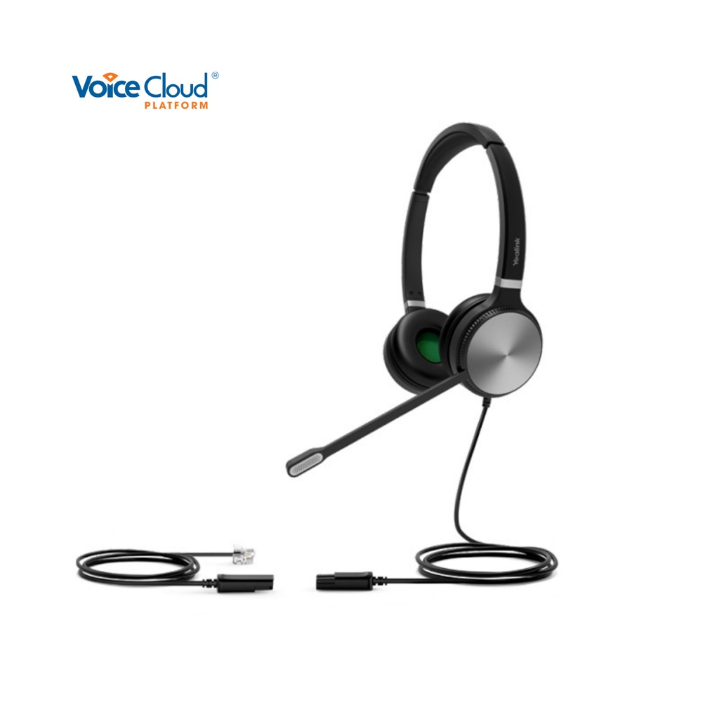 Yealink YHS36 - tai nghe tổng đài 2 bên - đệm da - Cổng RJ9 kết nối điện thoại bàn IP cho Call Center