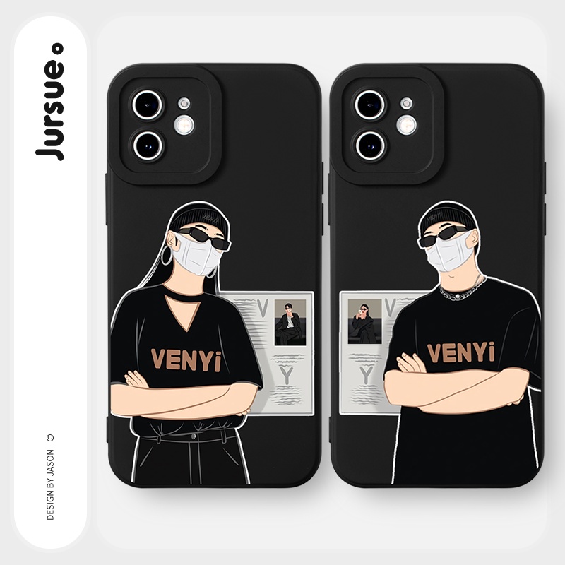 Ốp lưng JURSUE mềm hoạt hình cặp đôi dễ thương đẹp Cho iPhone 14 13 12 11 Pro Max SE 2020 X XR XS 8 7 ip 6S 6 Plus Y2330
