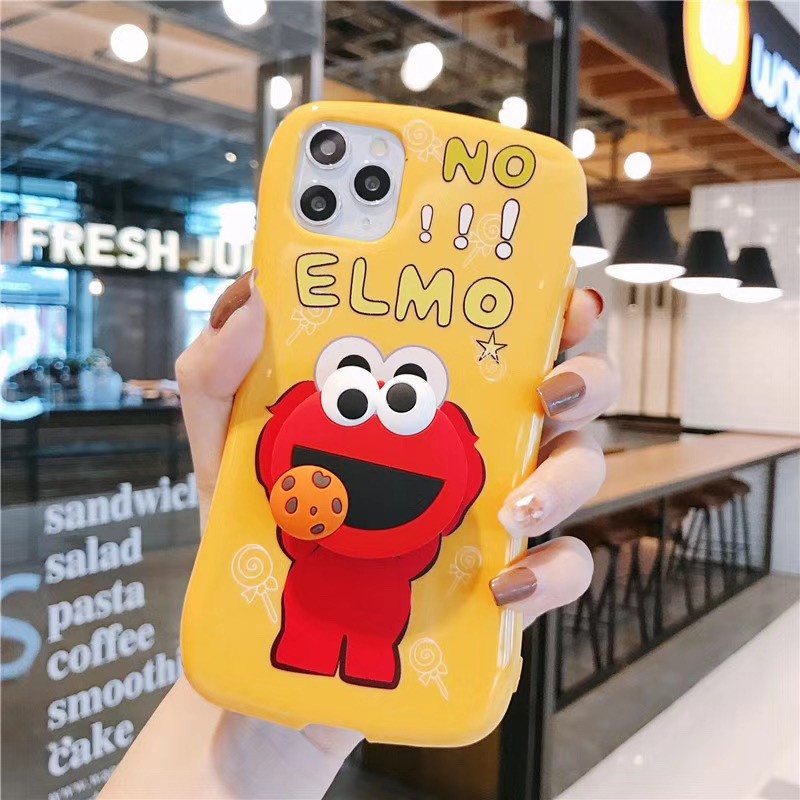 Ốp Elmo kèm đế chống popsocket iPhone 7 8 7 Plus 8 Plus X Xs Xr XsMax iPhone 11 11 Pro 11 Promax