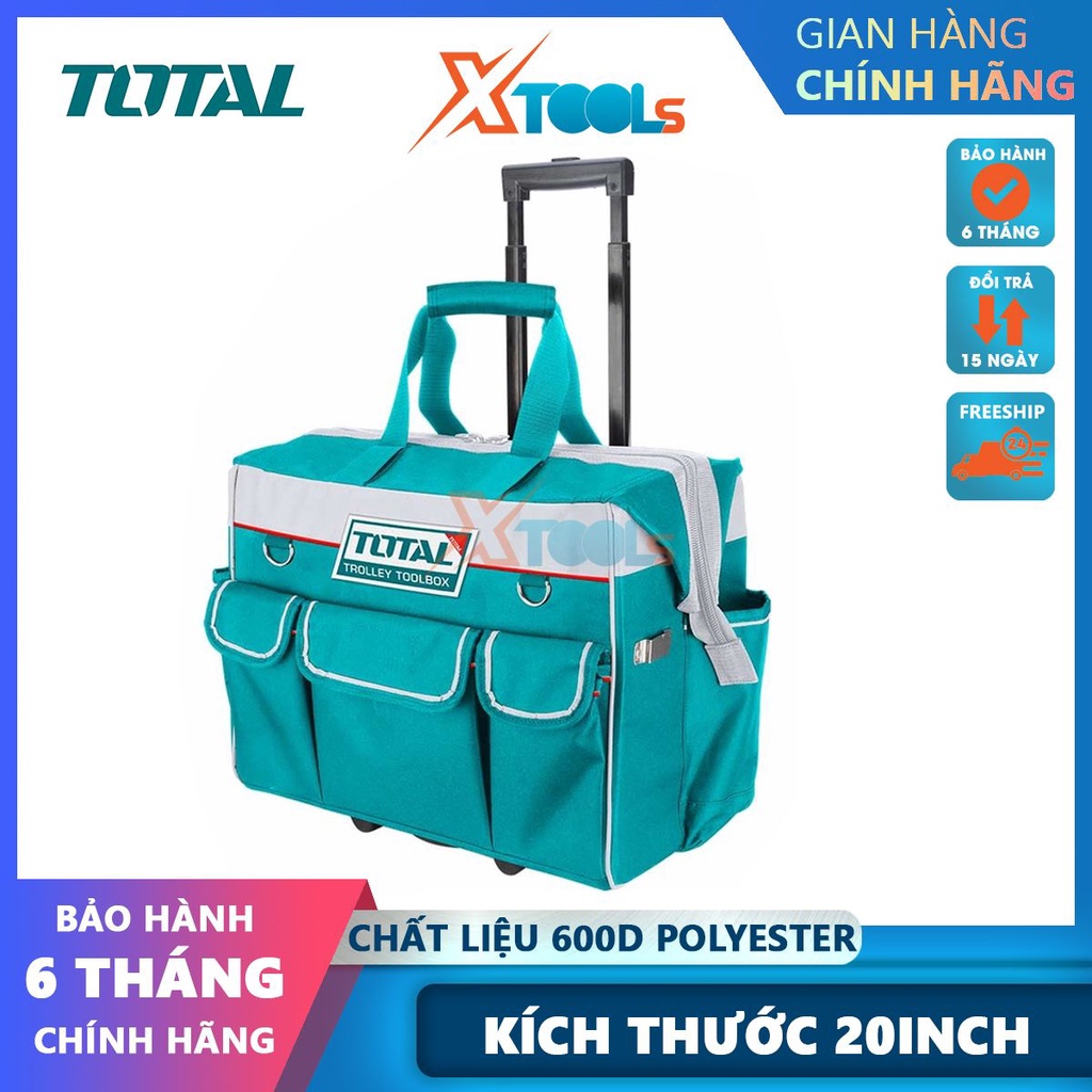 Túi đựng dụng cụ TOTAL THRRTB2001, túi bên ngoài và nhiều túi bên trong, với tay kéo kính thiên văn -CHÍNH HÃNG-XTOOLS