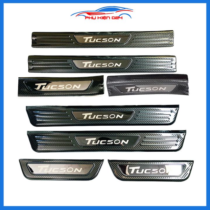 Bộ nẹp bước chân Tucson 2016-2017-2018-2019-2020-2021, 2022-2023 vân Cacbon chống trầy làm đẹp ô tô
