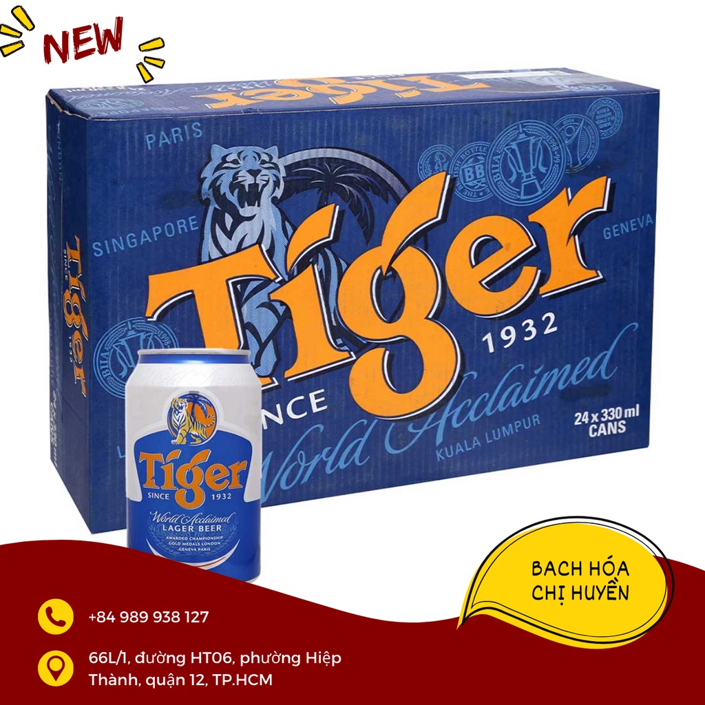Thùng 24 lon bia Tiger 330ml